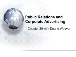 Public Relations and Corporate Advertising