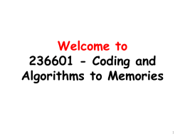 236601 - Coding and Algorithms to Memories