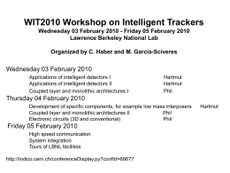 Wednesday 03 February 2010 Applications of intelligent detectors I