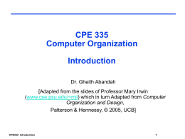 CPE 335: Computer Organization