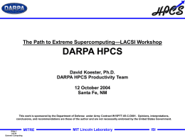 The Path to Extreme Supercomputing A Workshop in