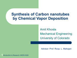 Synthesis of Carbon nanotubes by chemical vapor deposition