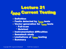 Lecture 21: IDDQ Current Testing