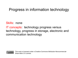 Preesntation: Technology progress