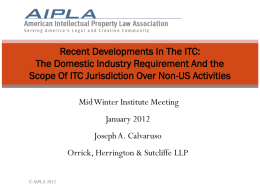 Recent Developments In The ITC: The Domestic Industry