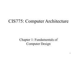 CS775: Computer Architecture - Computer Science and Engineering