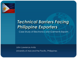 Technical Barriers Facing Philippine Exporters