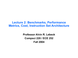 Lecture 4: Benchmarks and Performance Metrics