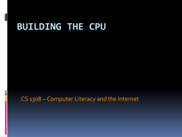 Building the CPU - Texas State Department of Computer Science