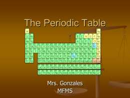 The Periodic Table - Mrs. Gonzales Class