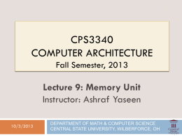 Memory Unit - ODU Computer Science