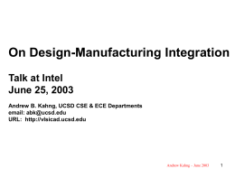 ARS-2003 Invited Talk - UCSD VLSI CAD Laboratory
