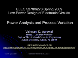 Lecture 6: Power Analysis and Process Variation