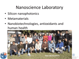 Nanoscience Laboratory general group presentation