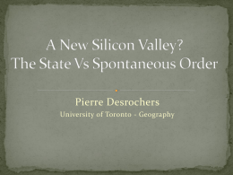 A New Silicon Valley? The State Vs Spontaneous Order