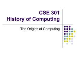 Origins of Computing