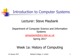 Computer Systems - Department of Computer Science and