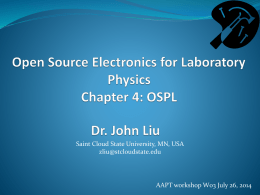Open Source Electronics for Laboratory Physics Chapter 4: OSPL