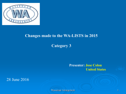 Tech. Brief – Changes made to the WA Lists in 2015 – CAT 3