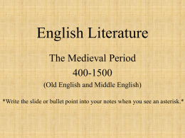 Medieval Period Notes