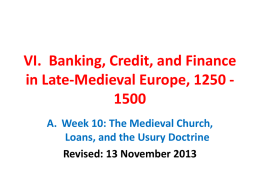 VII. Banking, Credit, and Finance in Late