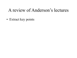A review of Anderson`s lectures