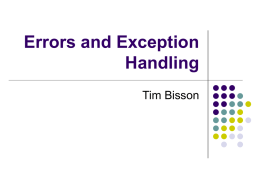 Errors and Exception Handling