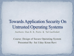 Sai Uday Kiran Ravi`s presentation on Application Security on