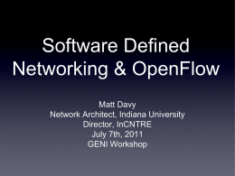 Software Defined Networking & OpenFlow