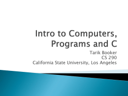 Intro to Programs and C