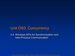 Unit OS3: Windows APIs for Synchronization and Inter