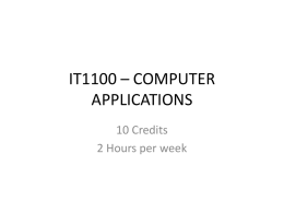 IT1100 – COMPUTER APPLICATIONS