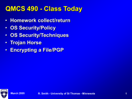 QMCS 490 - Class Today - University of St. Thomas