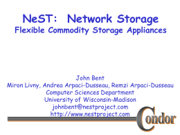 NeST: Network Storage - Computer Sciences Dept.