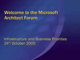 Welcome to the Microsoft Architect Forum