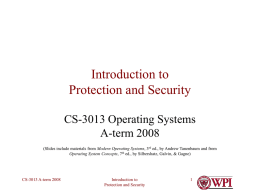 Introduction to Protection and Security