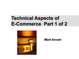 Technical Aspects of E-Commerce Part 1