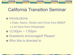 California Transition Seminar