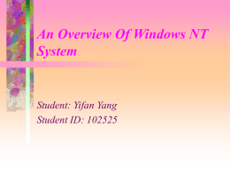 An Overview Of Windows Nt System