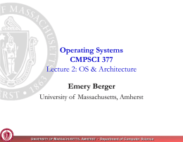 Lecture 2 - University of Massachusetts Amherst