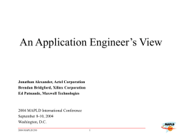 An Application Engineer`s View