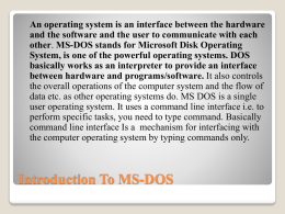 DOS Structure and Booting