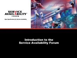 Introduction to the Service Availability Forum
