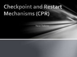 Checkpoint and Restart Mechanisms (CPR)