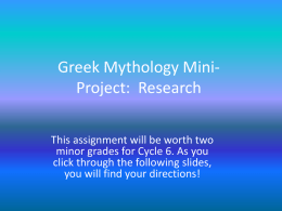 Greek Mythology Mini-Project: Research