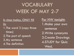 Vocabulary * May 2-7