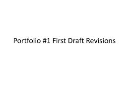 Portfolio #1 First Draft Revisions