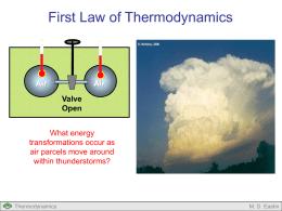 Lecture #3: First Law of Thermodynamics