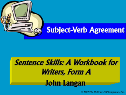 Subject/Verb Agreement - McGraw Hill Higher Education