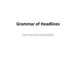 Grammar of Headlines